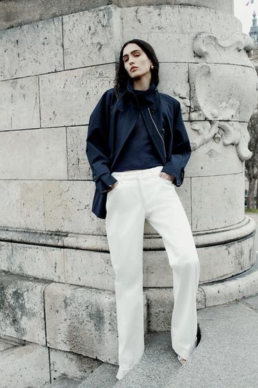 ג'קט גלימה עם לשוניות ZW COLLECTION - כחול־ים של Zara