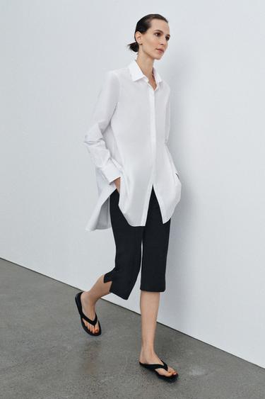 ASYMMETRISCH POPLIN OVERHEMD ZW COLLECTION - Wit van Zara