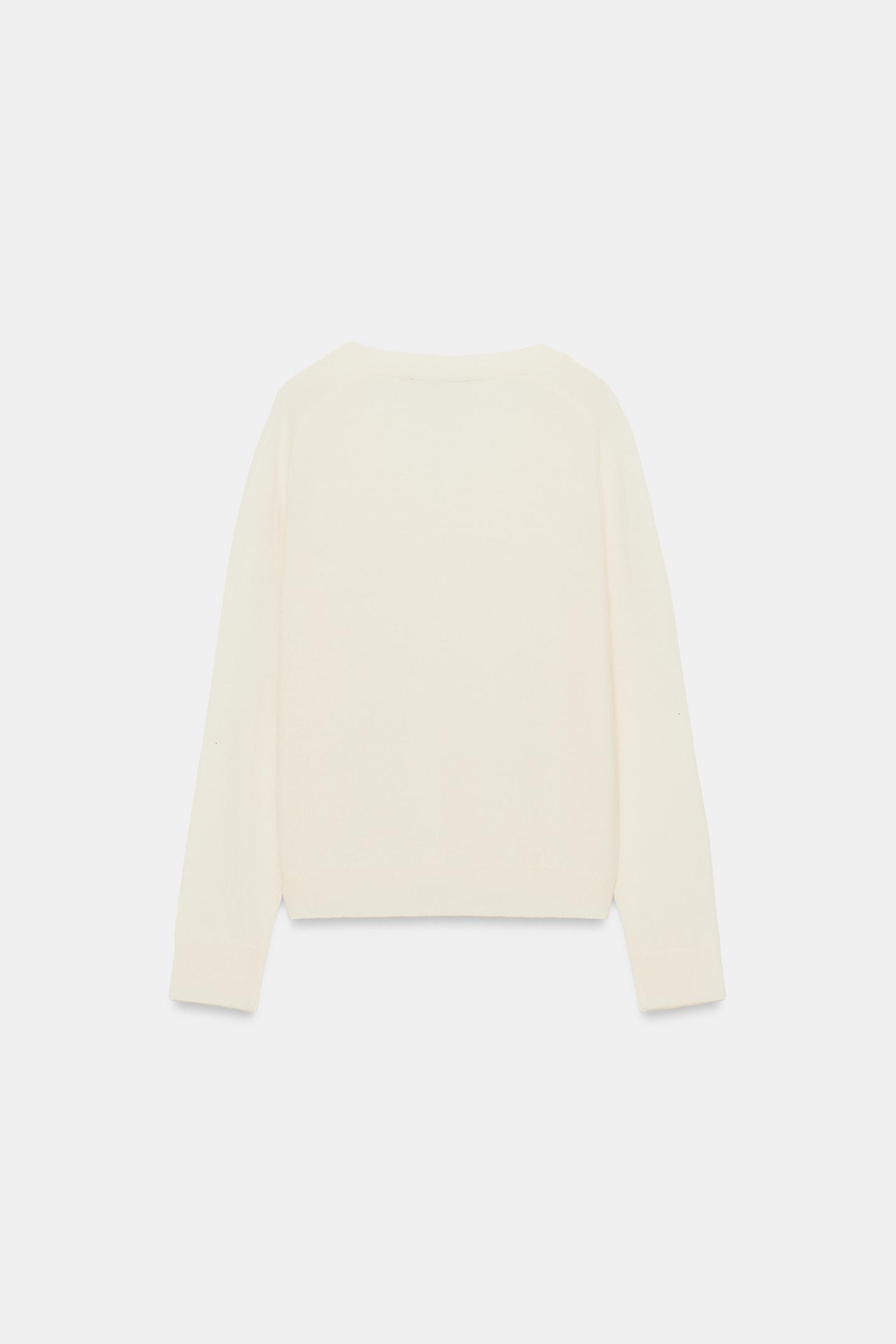 Женский свитер Zara Wool V-NECK Jumper, цвет: Экрю — фото 4