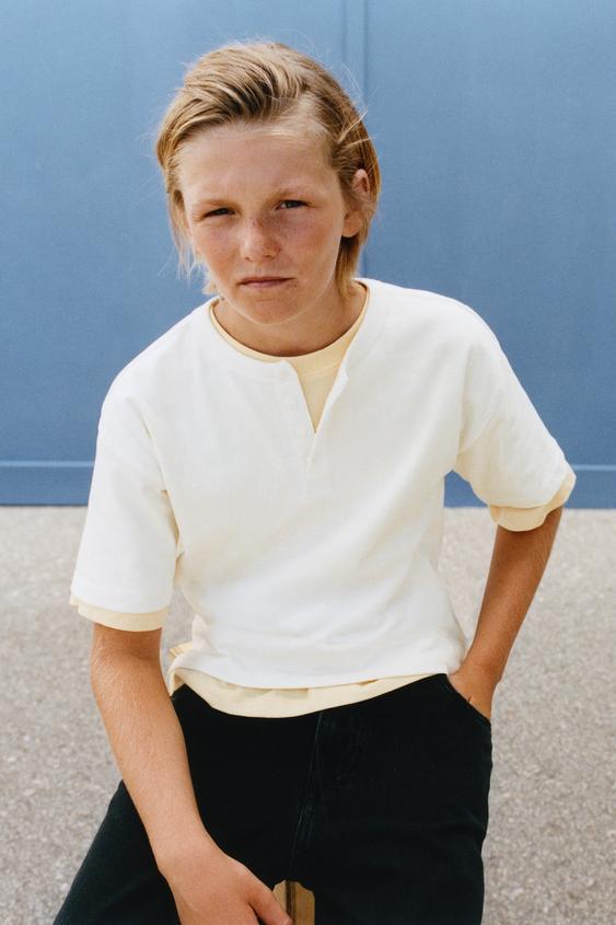 HENLEY COLLAR POLO SHIRT - Ecru by Zara - Image 0