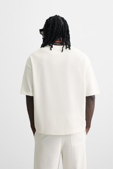 VERTICAL TEXTURE T-SHIRT - Oyster-white by Zara - Image 2
