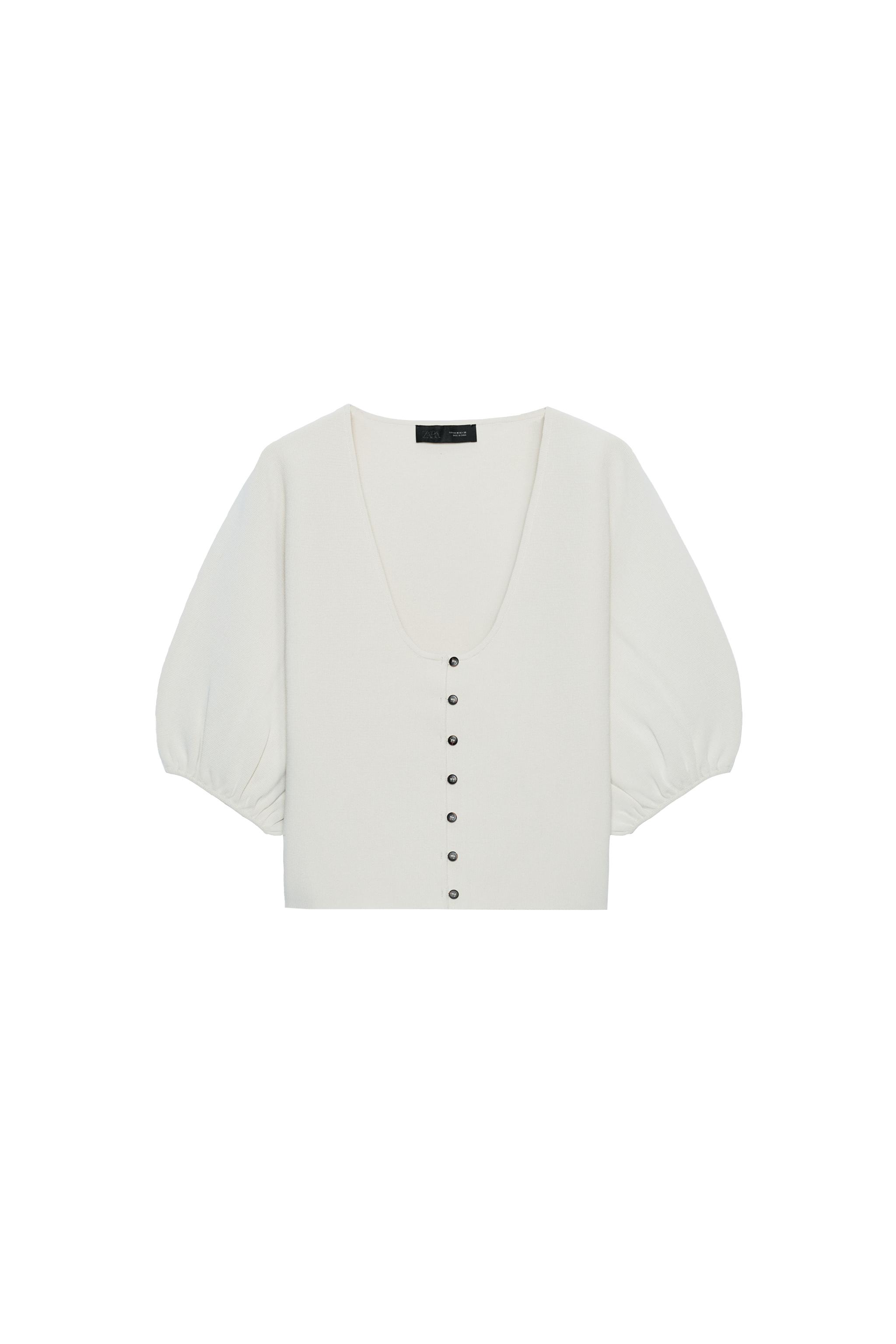 PUFF SLEEVE KNIT CARDIGAN