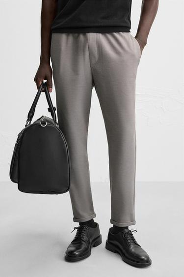 EASY CARE JOGGER WAIST TROUSERS - Grey / Beige by Zara - Image 4