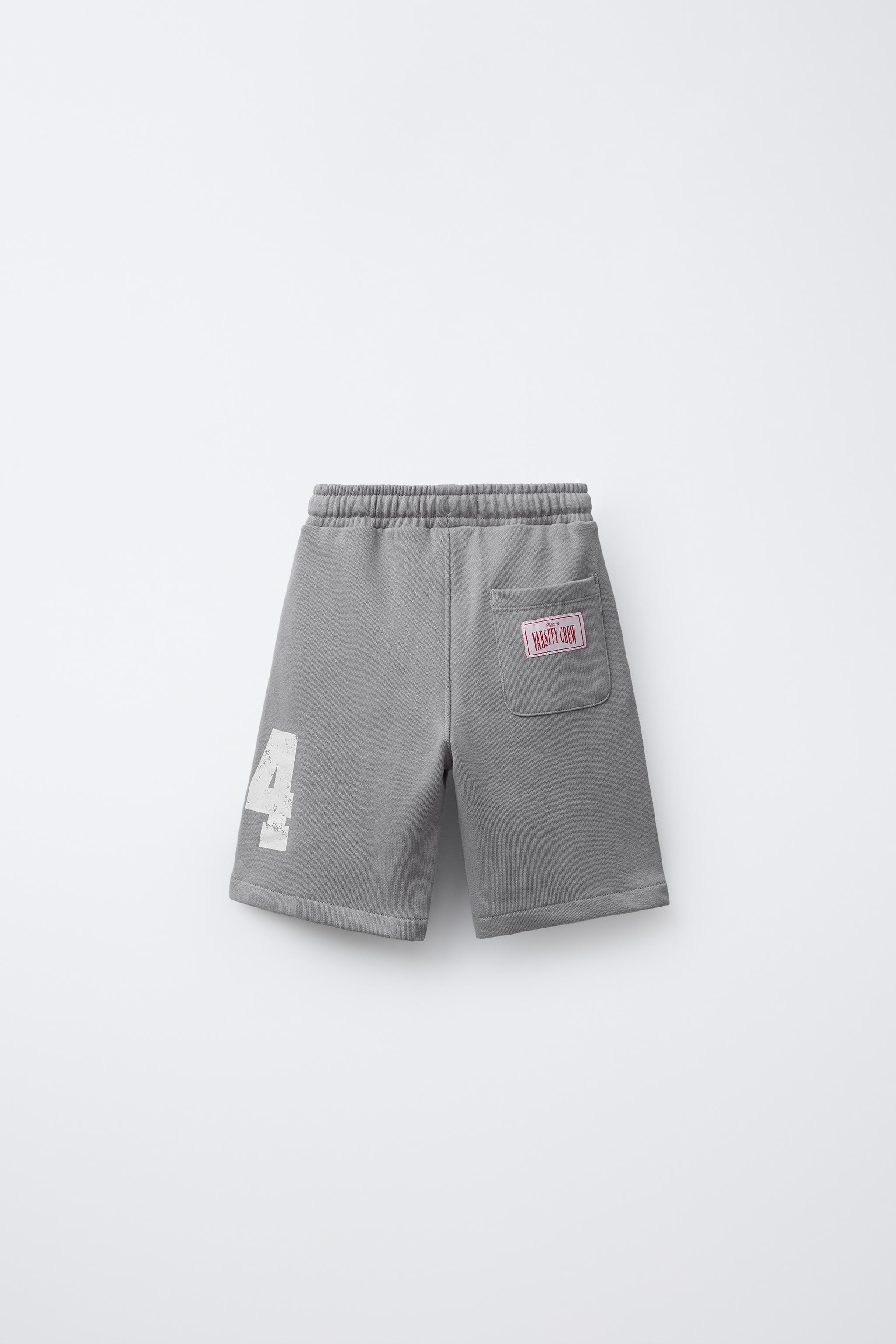 VARSITY LABEL JOGGER SHORTS - Gray / Tan | ZARA United States