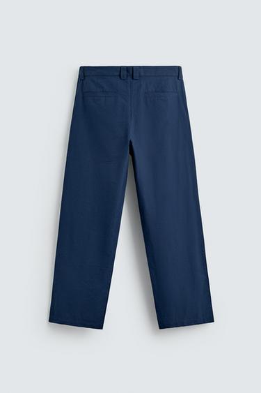 RELAXED FIT PLEATED TROUSERS - Blue / Indigo by Zara - Image 7
