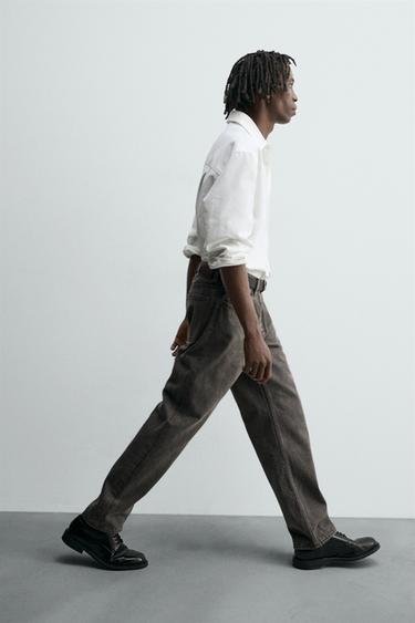 WASHED STRAIGHT FIT JEANS - Brown by Zara - Image 5
