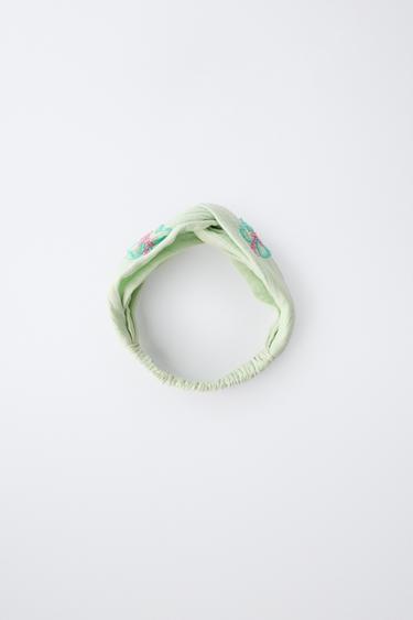 HIBISCUS BEAD HEADBAND - washed green by Zara - Image 3