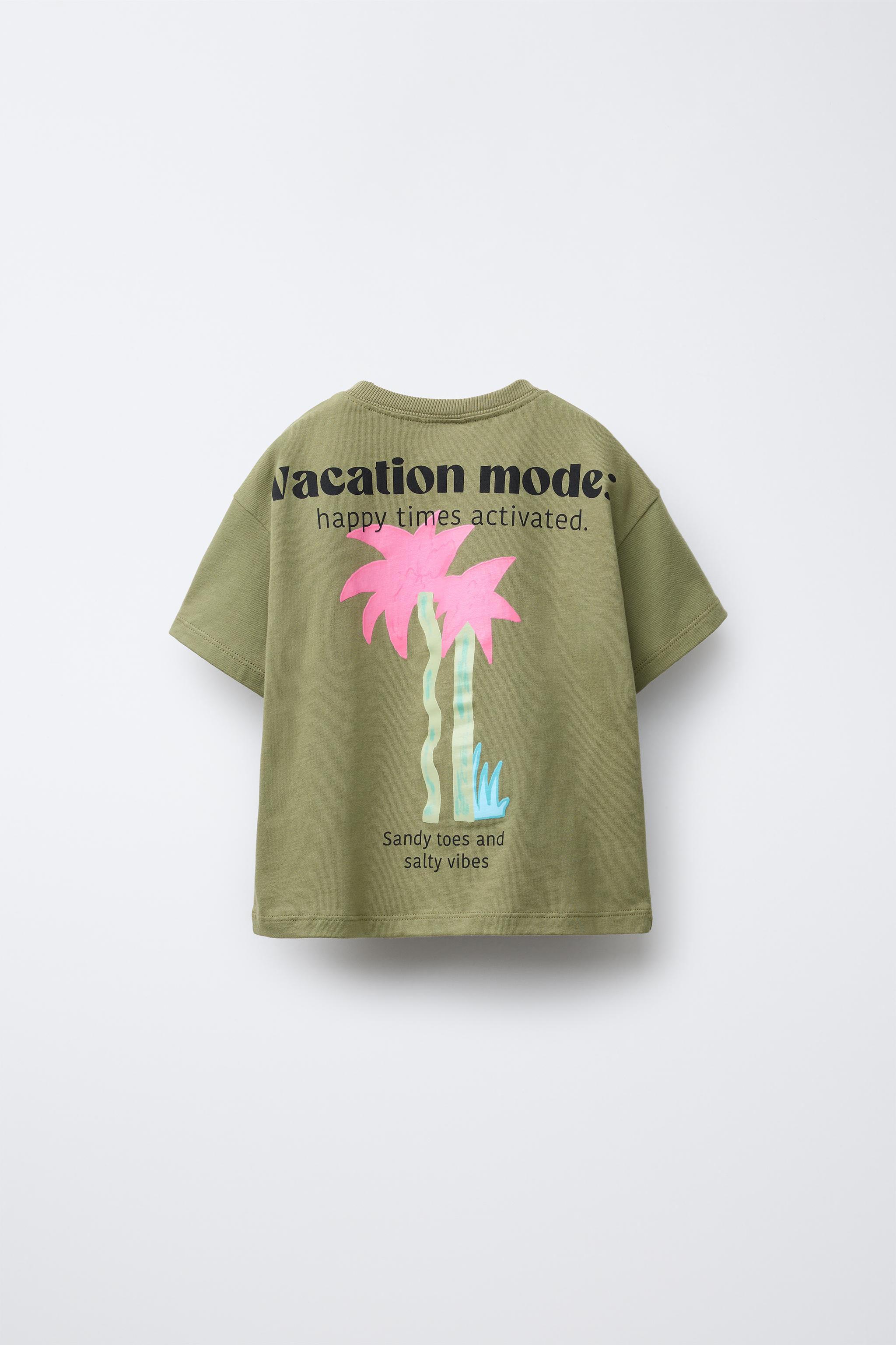 PALM TREE PRINT T-SHIRT - Khaki | ZARA United States