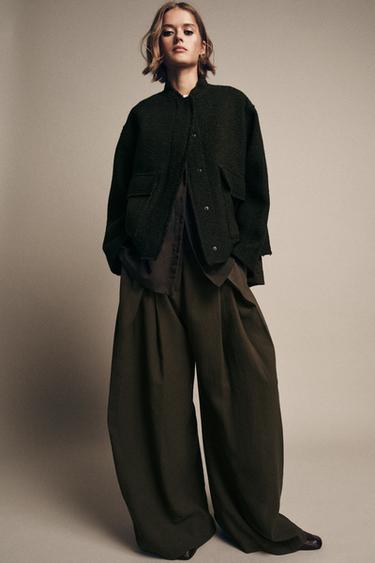 TEXTURED WOOL BLEND JACKET ZW COLLECTION - Khaki by Zara