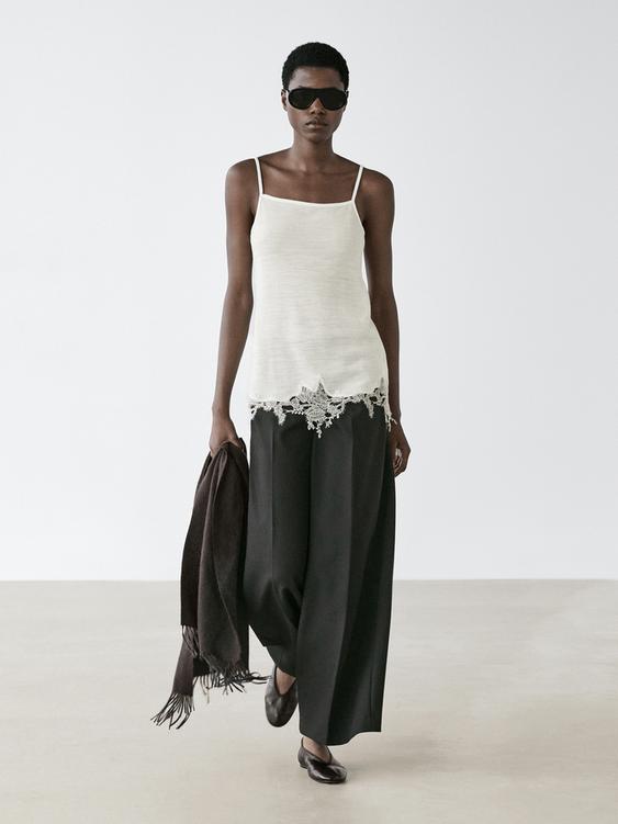 Camisole top with lace detail from Zara - $70