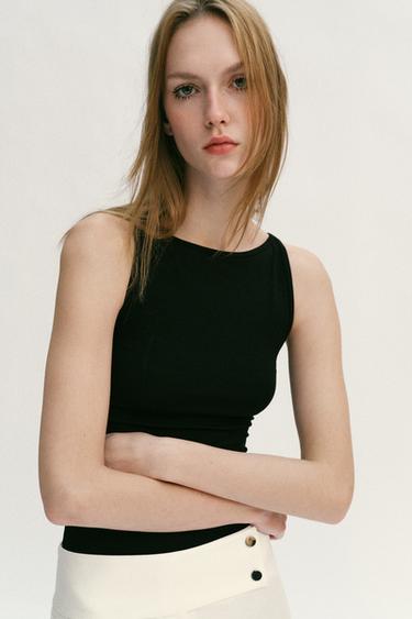 MINIMALIST SLEEVELESS TOP - Black by Zara