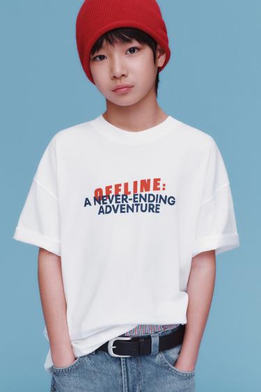 Zara 標語印花 T 恤 - 白色