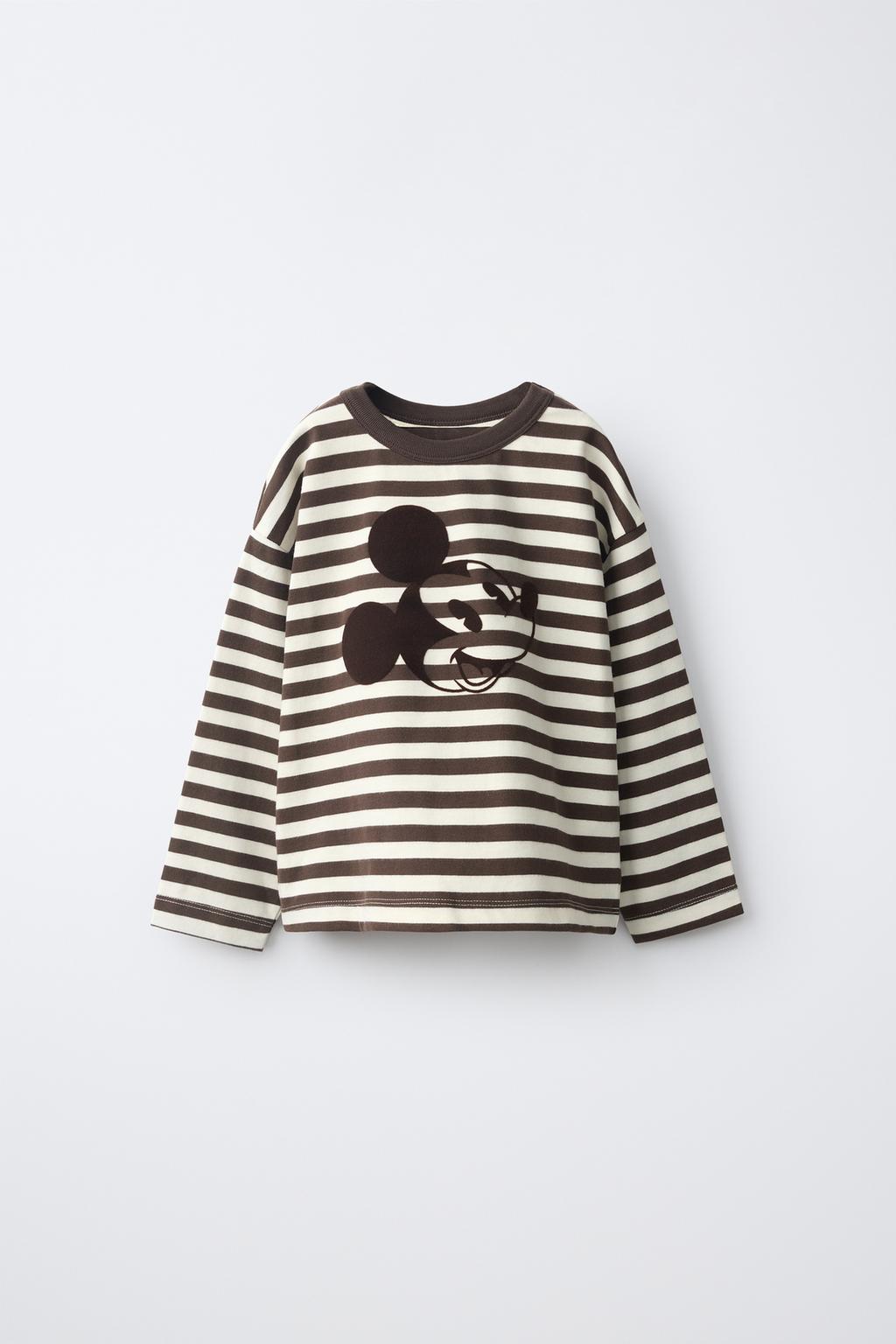 MICKEY MOUSE © DISNEY STRIPED FLOCKING PRINT T-SHIRT