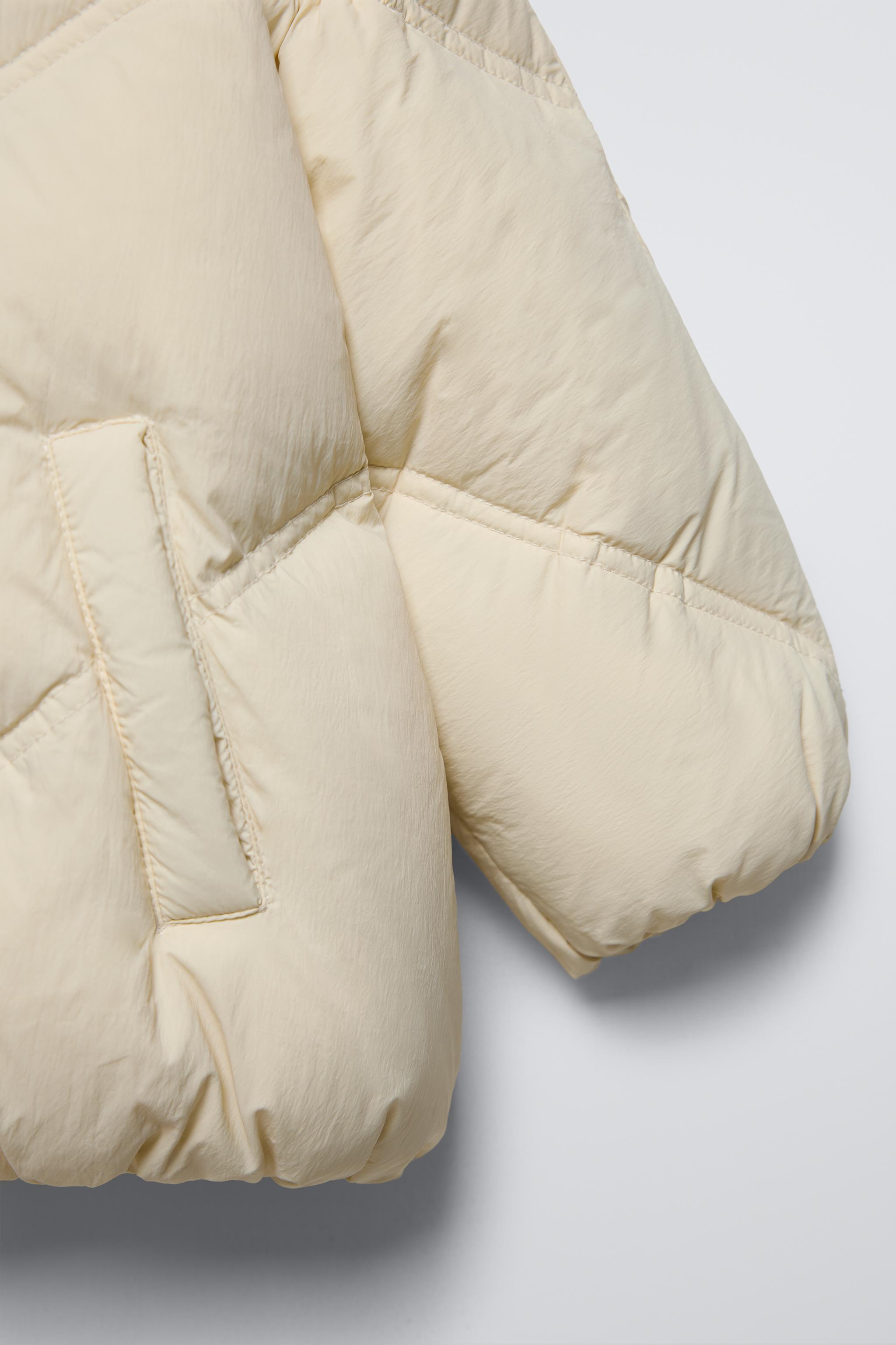 HOODED DOWN PUFFER COAT - Ecru | ZARA United States
