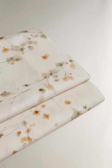 FLORAL PRINT FLAT SHEET - Oyster-white by Zara - Image 1