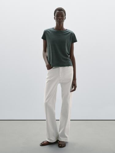 Zara 100% linen short sleeve T-shirt - Charcoal gray