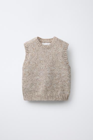 Zara KNIT VEST - Tan marl - Image 0