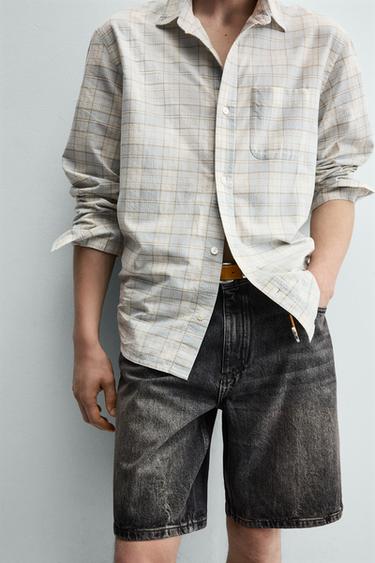 RELAXED FIT DENIM BERMUDA SHORTS - Dark grey by Zara - Image 4