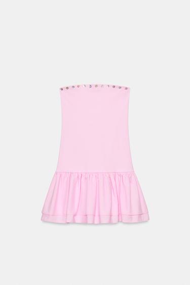 ROBE COURTE À VOLANTS - Rose pastel de Zara - Image 4