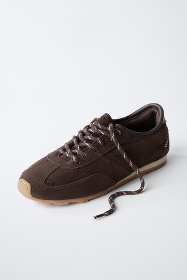 LEATHER TRAINERS - Brown by Zara - Image 2