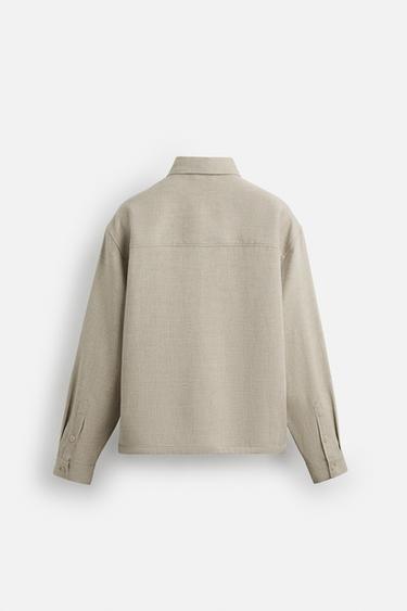 TEXTURED LINEN BLEND OVERSHIRT - Light beige by Zara - Image 7