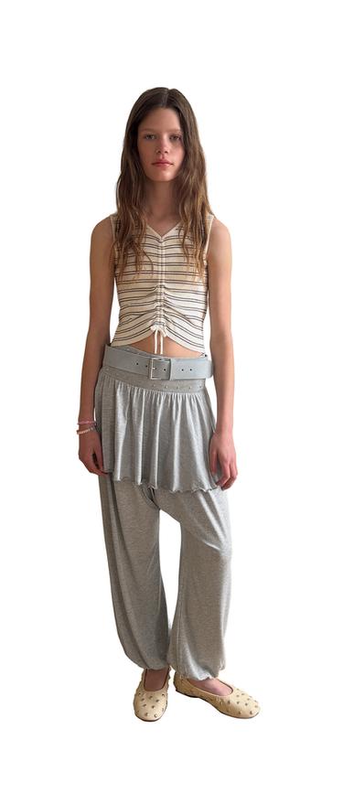 SKIRT WITH STUDDED RUFFLES - Grey marl by Zara