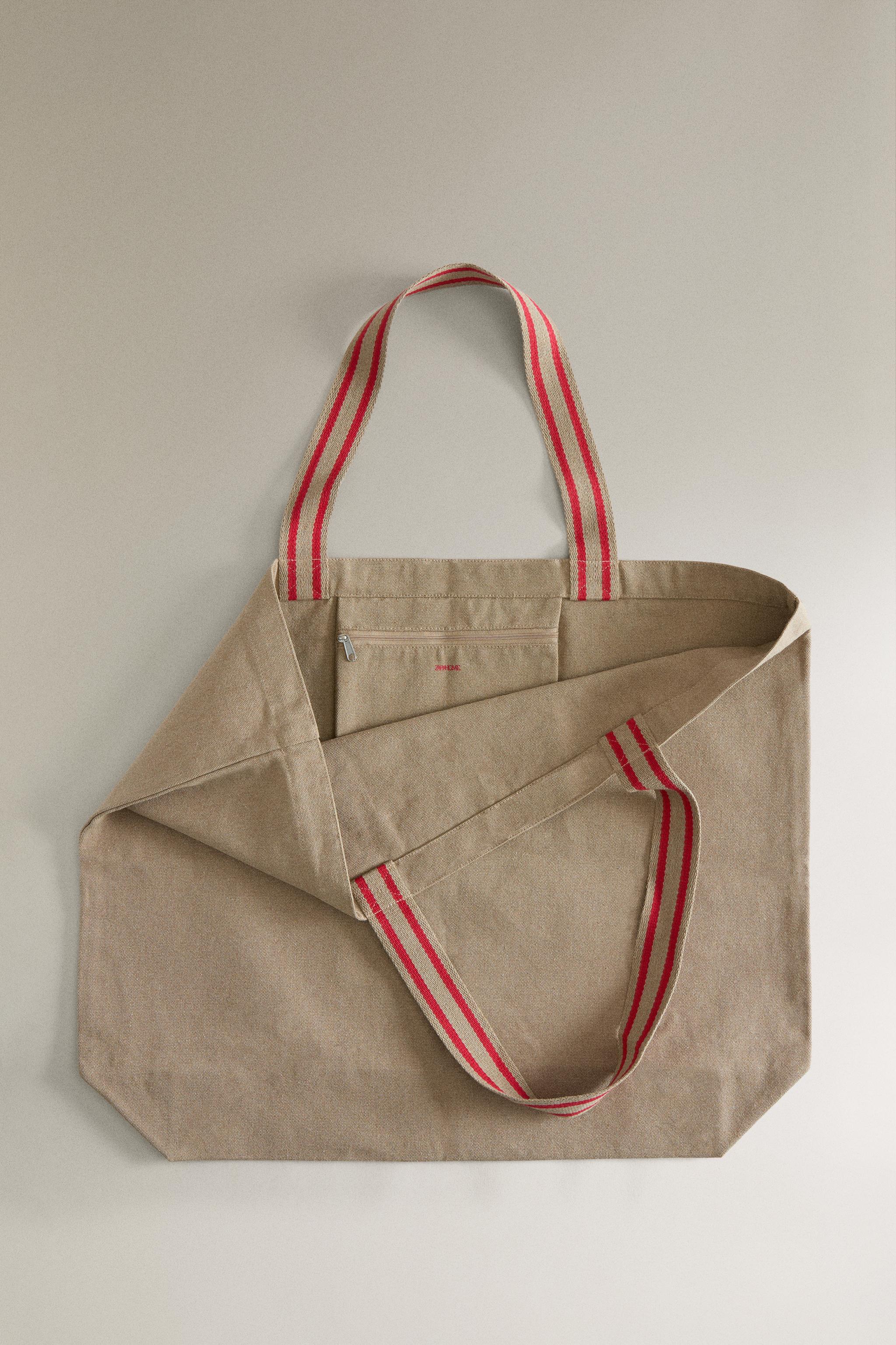 STRIPED FABRIC TOTE BAG