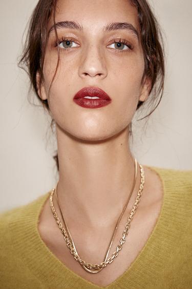 PACK OF 2 MESH CHAIN NECKLACES - Golden by Zara