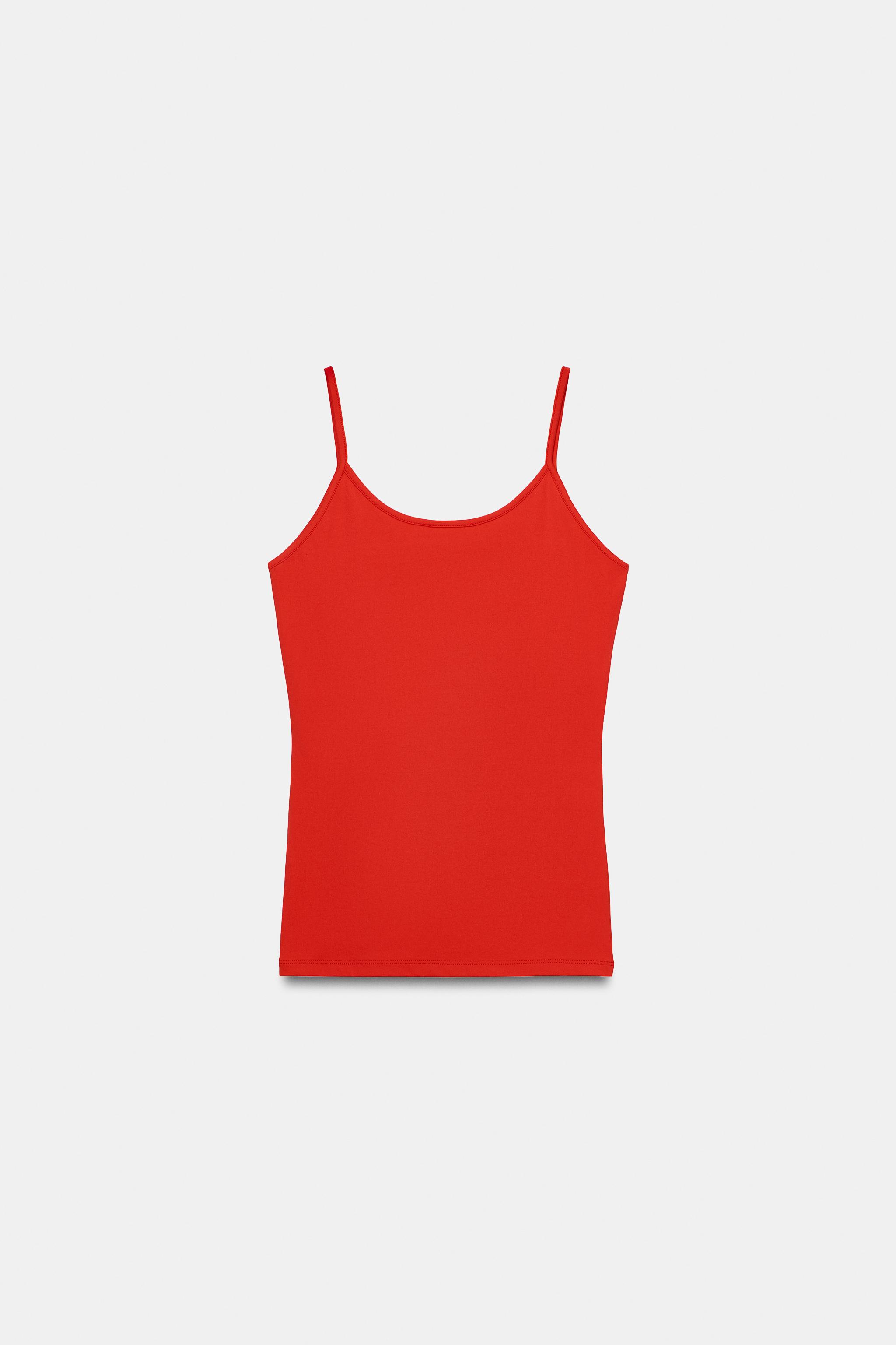 Zara İNCE ASKILI POLİAMİD T-SHIRT görsel 7