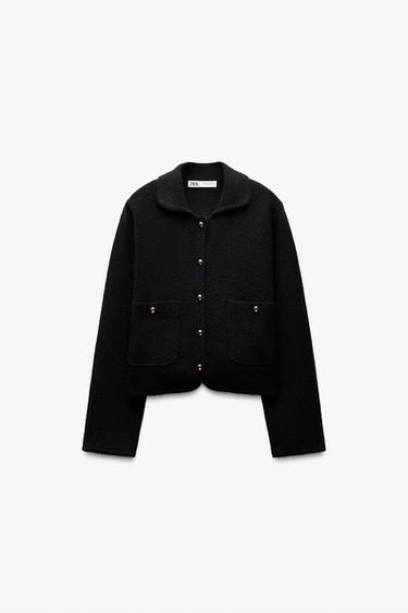 PLAIN KNIT POLO NECK JACKET - Black by Zara - Image 4