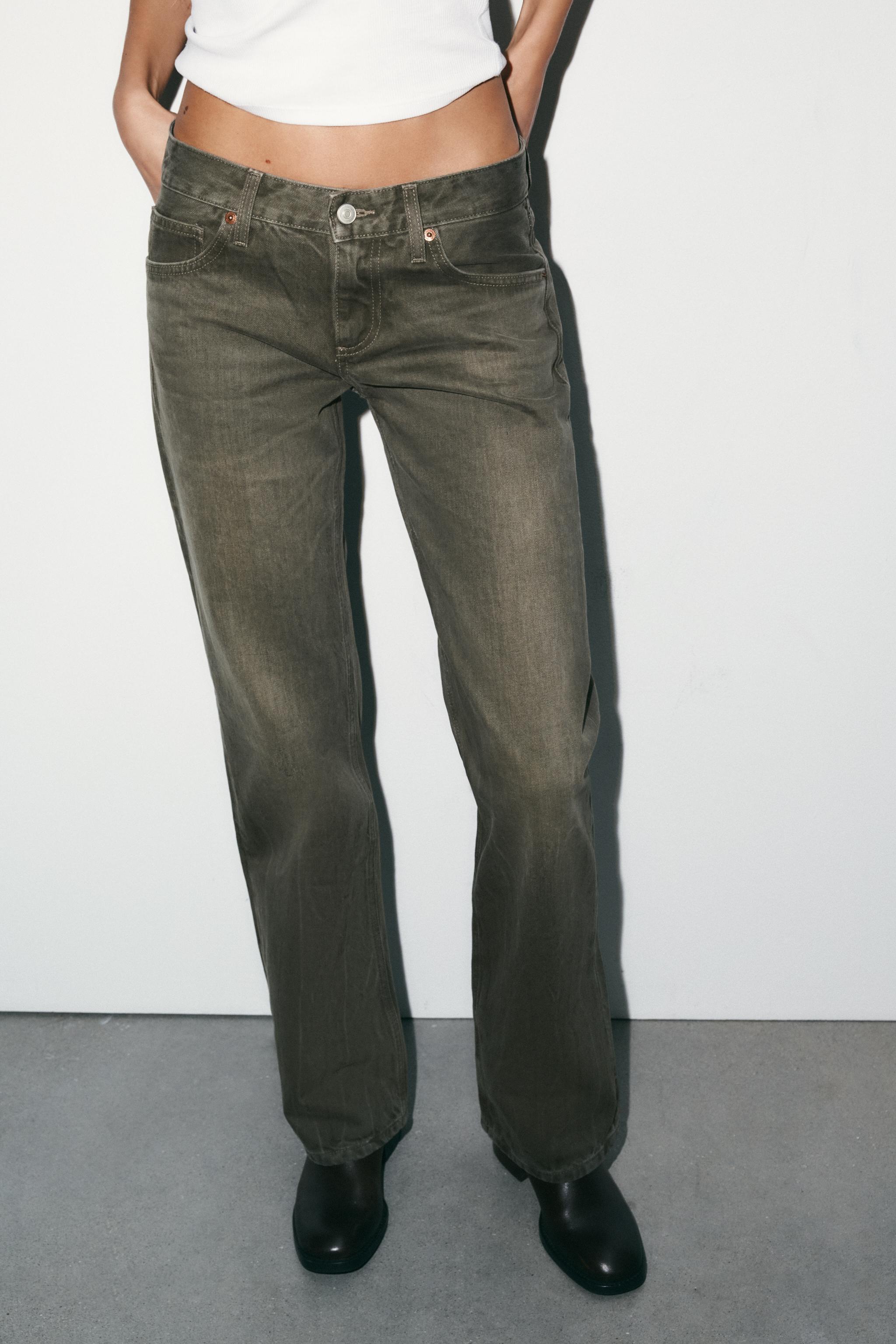 TRF LOW-RISE WIDE LEG JEANS — Light khaki