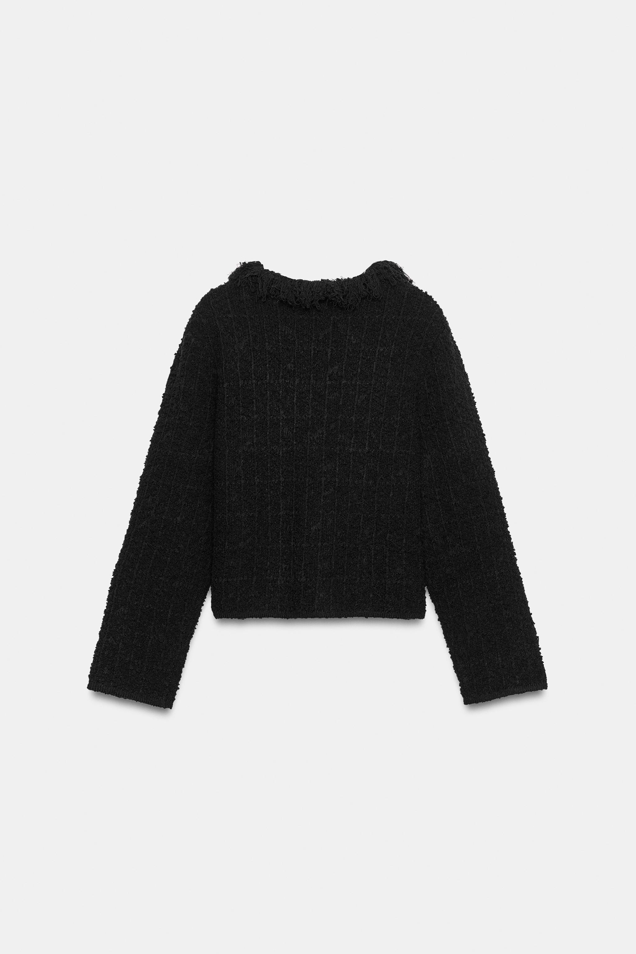 STRUCTURED FRINGED CARDIGAN
