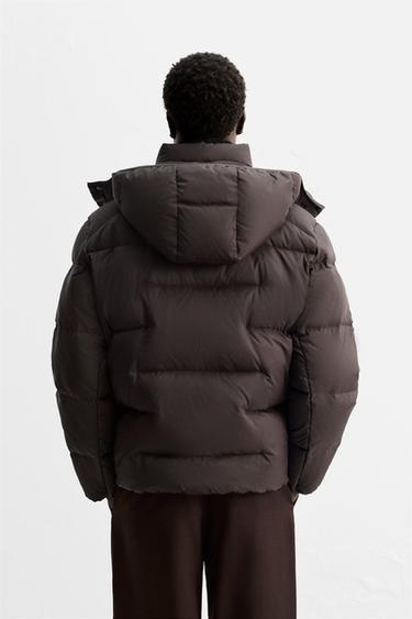 DOUDOUNE 100 % PLUMES À CAPUCHE DÉPERLANTE - Chocolat de Zara - Image 2