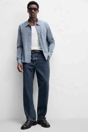 STRAIGHT-LEG CHINO JEANS - Mid-blue by Zara - Image 4
