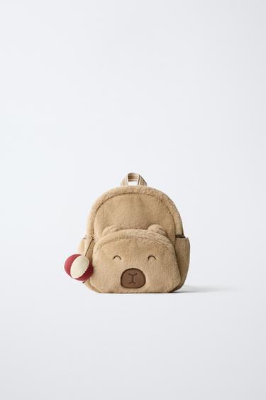 ANIMAL FAUX FUR BACKPACK - Camel Brown by Zara