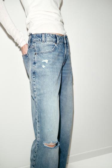 Z1975 STRAIGHT LOW-RISE RIPPED JEANS - Indigo by Zara - Image 5