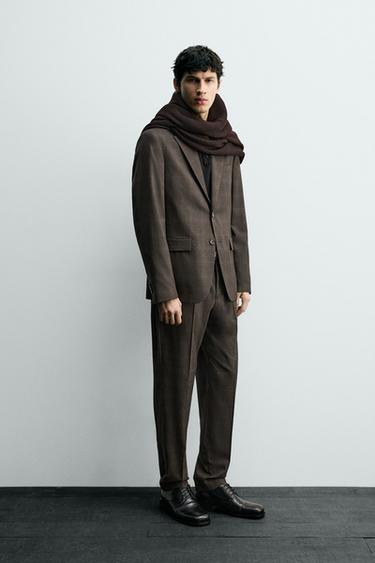 BLAZER TRAJE CUADROS - Marrón oscuro de Zara