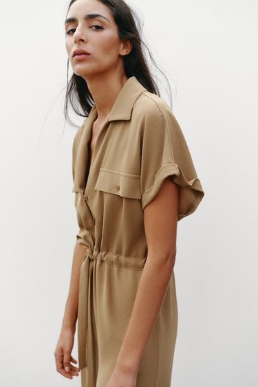 FLOWING JUMPSUIT WITH POCKETS - Khaki by Zara - Image 3