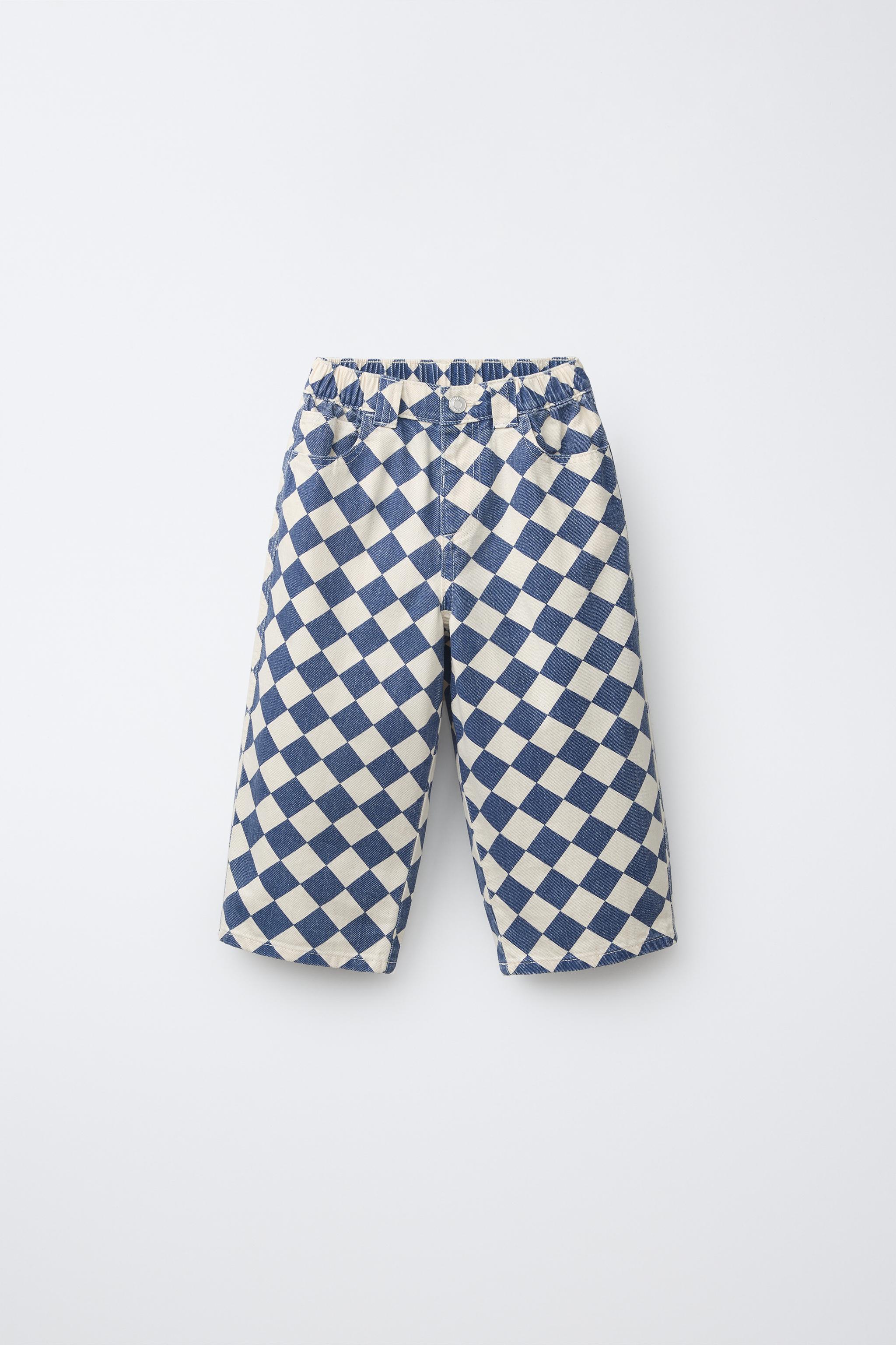 Детские брюки Zara CHECKERED BAGGY TWILL PANTS — фото 2