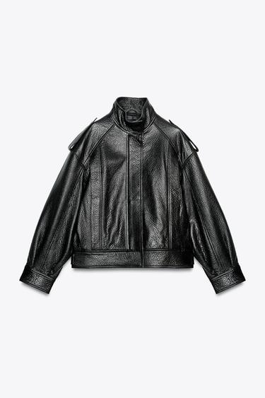 BLOUSON BOMBER EN CUIR ZW COLLECTION ÉDITION LIMITÉE - Noir de Zara - Image 1