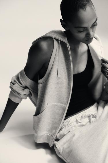 FLEECE HOODED GILET - Grey marl by Zara - Image 5