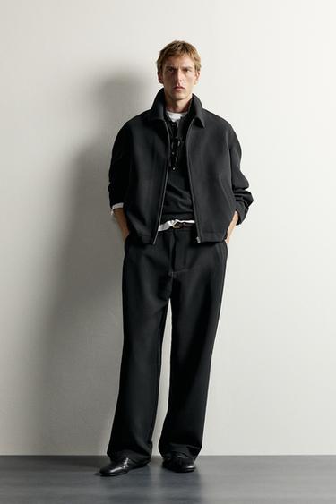 RELAXED FIT PLEATED JACKET - Black by Zara