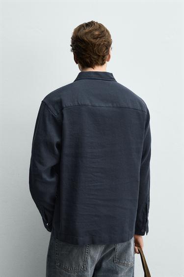 CHEMISE POLO COTON-LIN - Bleu nuit de Zara - Image 2