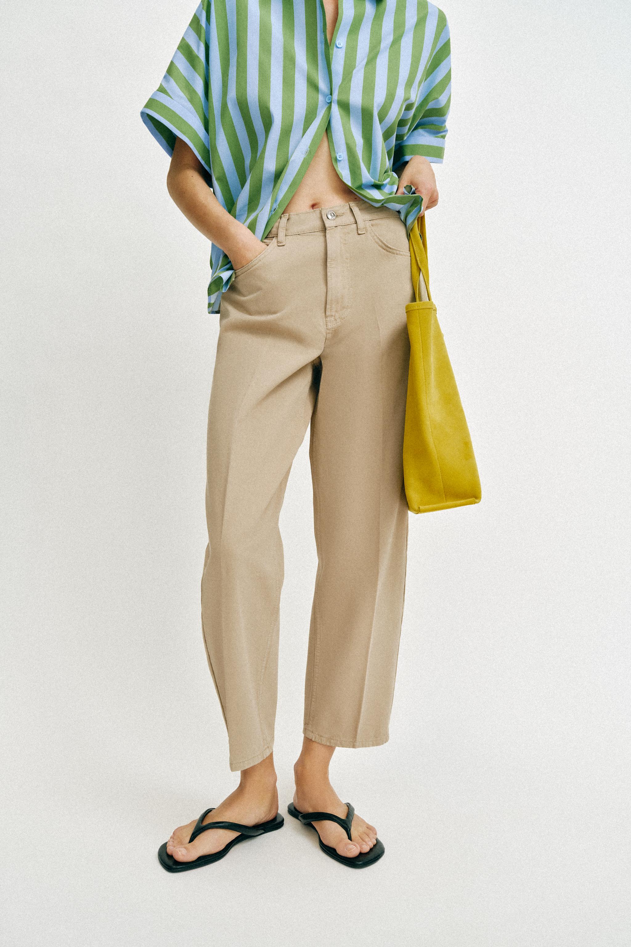 IRONED STRIPE BARREL PANTS