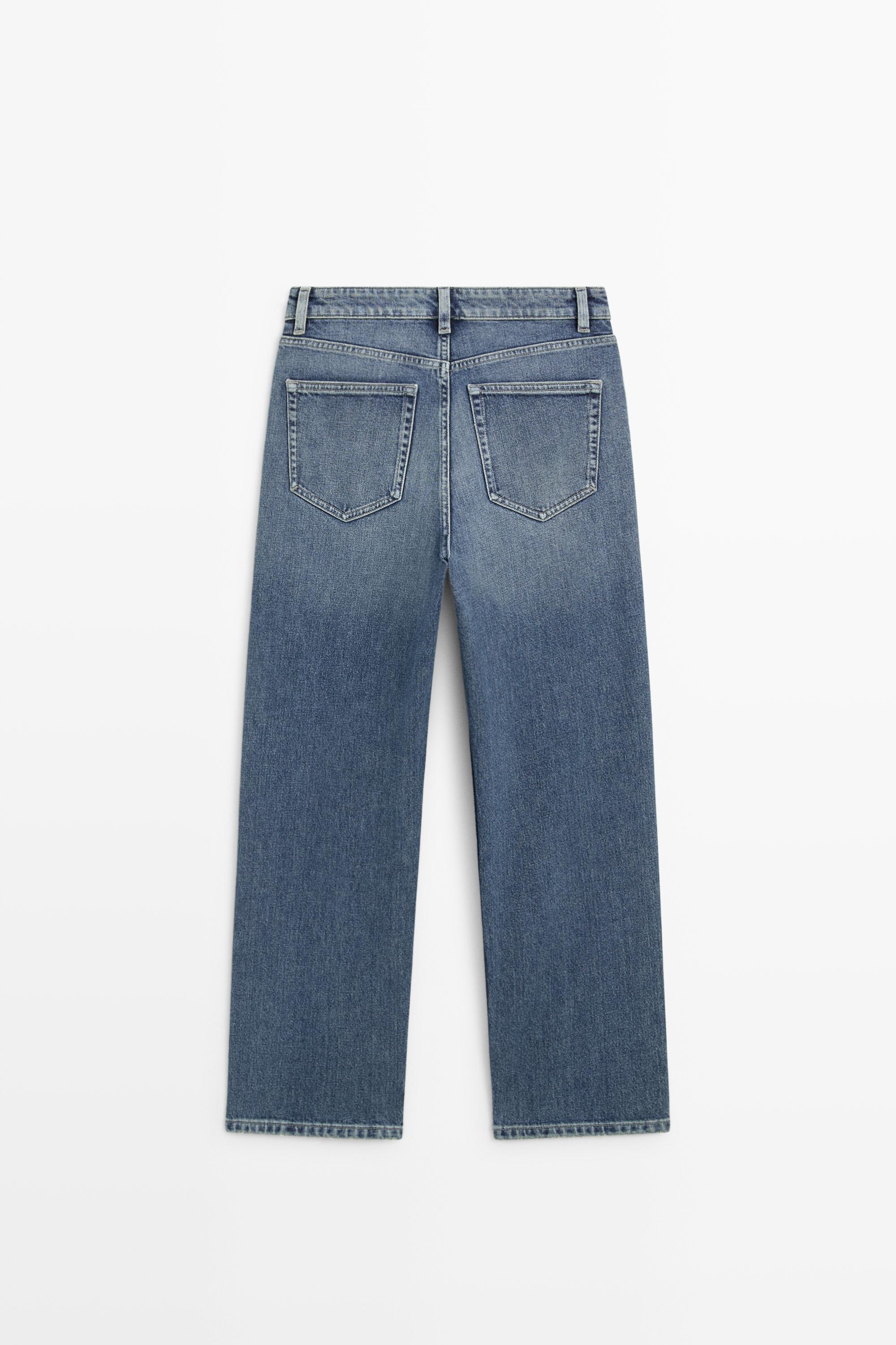 High-waist cropped straight-leg jeans