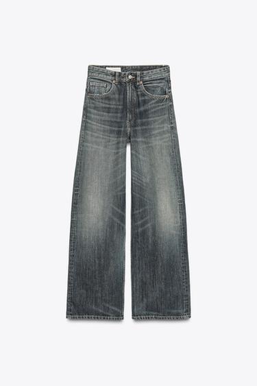 TRF EXTRA WIDE-LEG HIGH-WAIST JEANS - Navy blue by Zara
