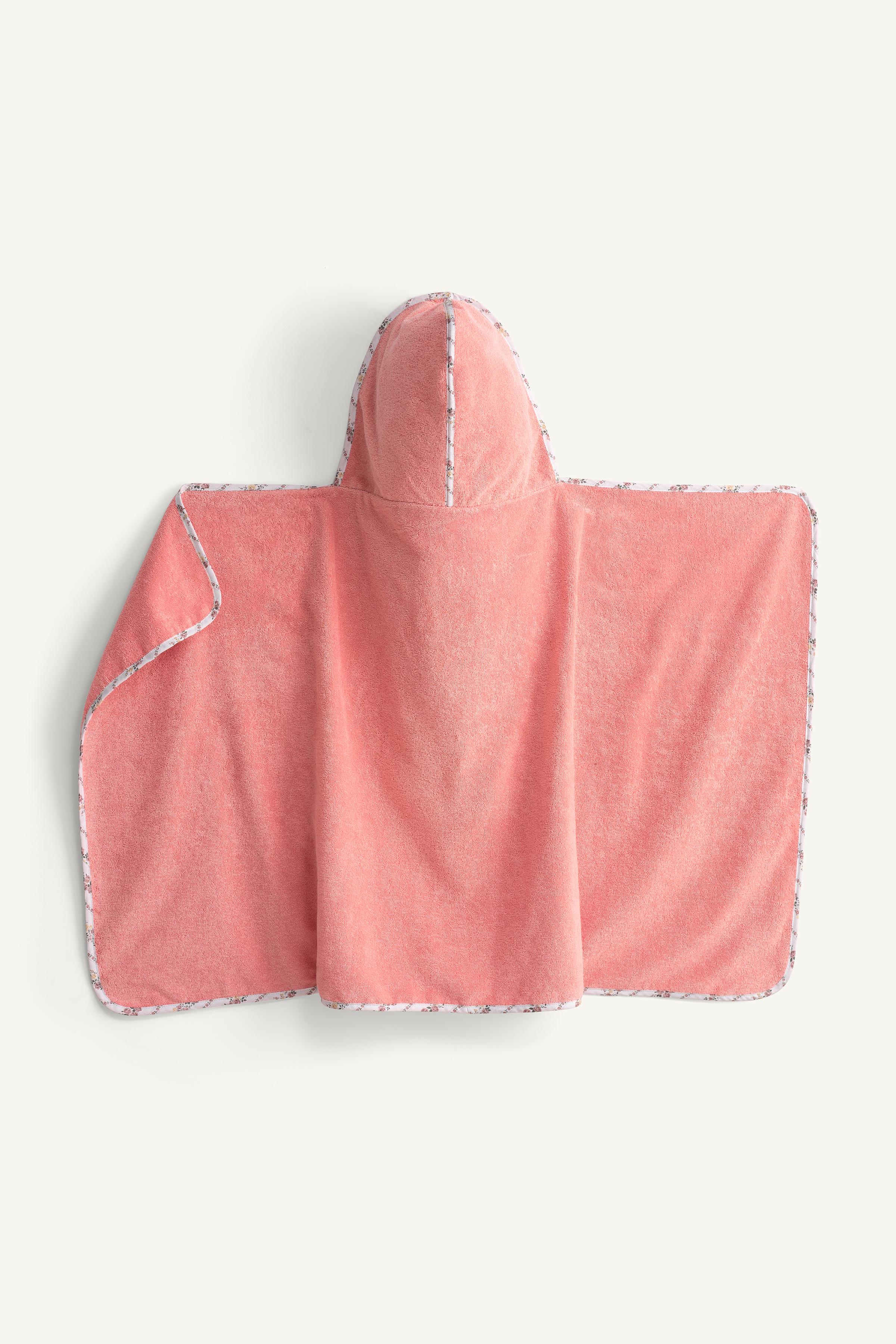 LIMITED EDITION STRIPED TOWEL PONCHO WITH CONTRASTING TRIM