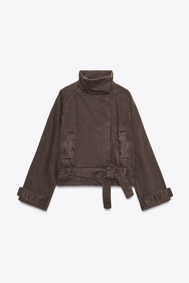 BELTED COTTON JACKET - Brown by Zara - Image 7
