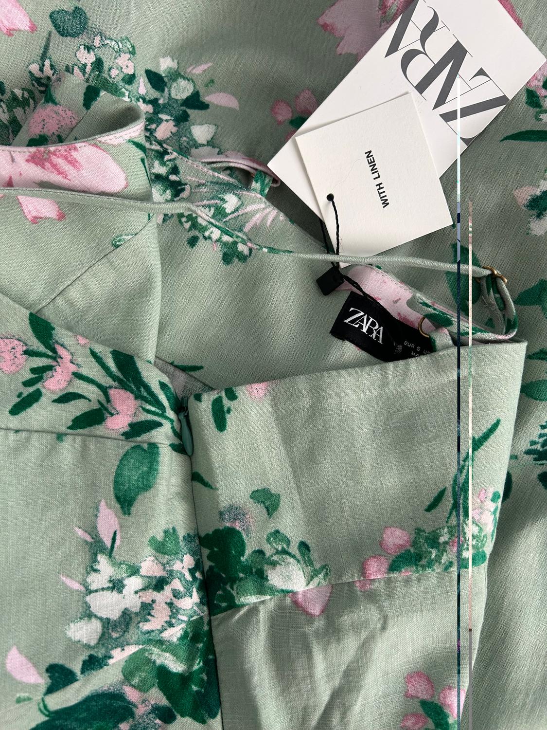 LINEN-BLEND FLORAL PRINT MIDI DRESS - Image 7