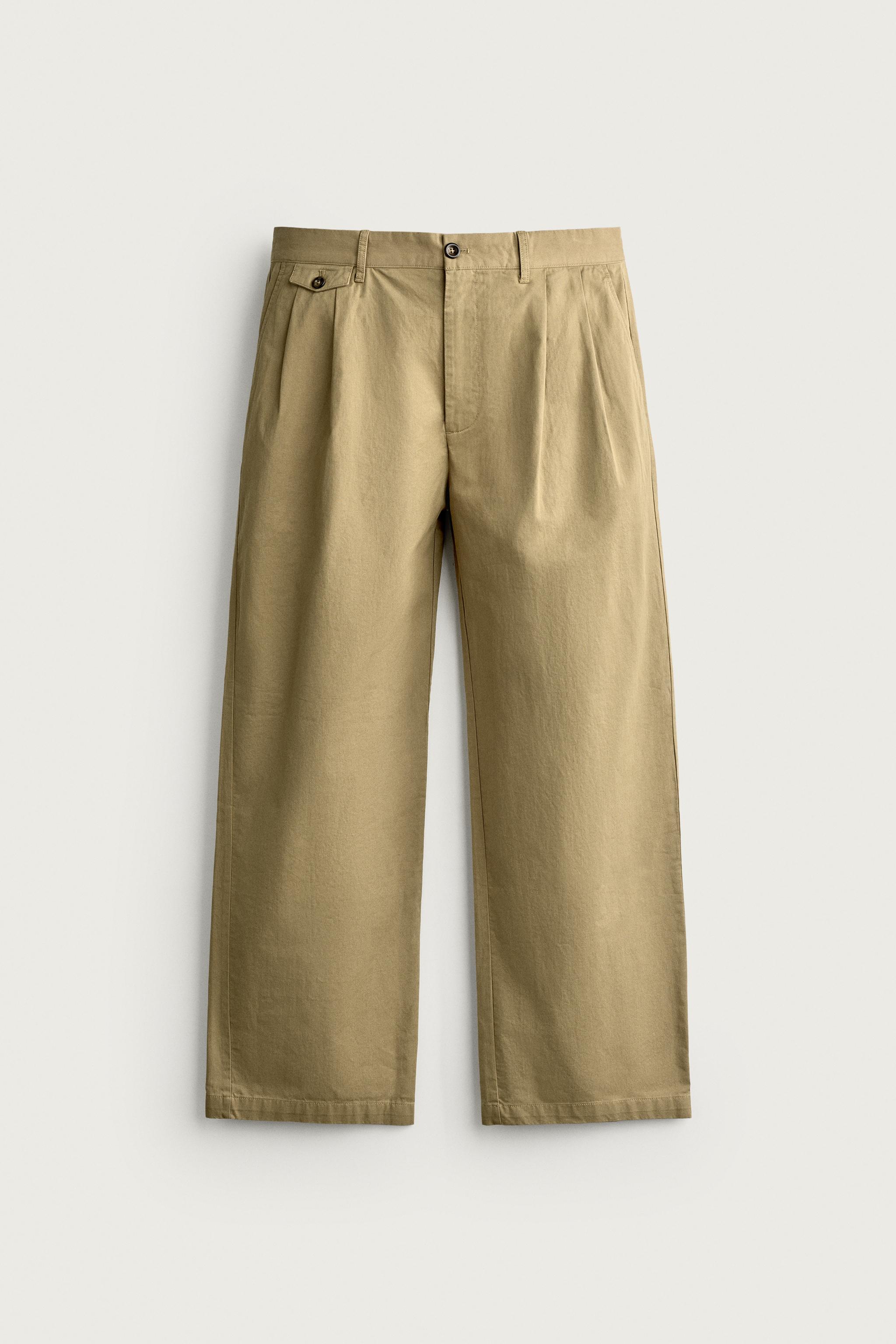 STRAIGHT FIT CHINO PANTS — Light khaki